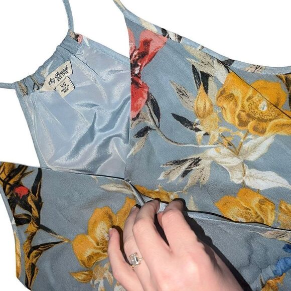 LUCKY BRAND Blue Floral Print Hi-Low Faux Wrap Dress Size XS - Picture 7 of 11